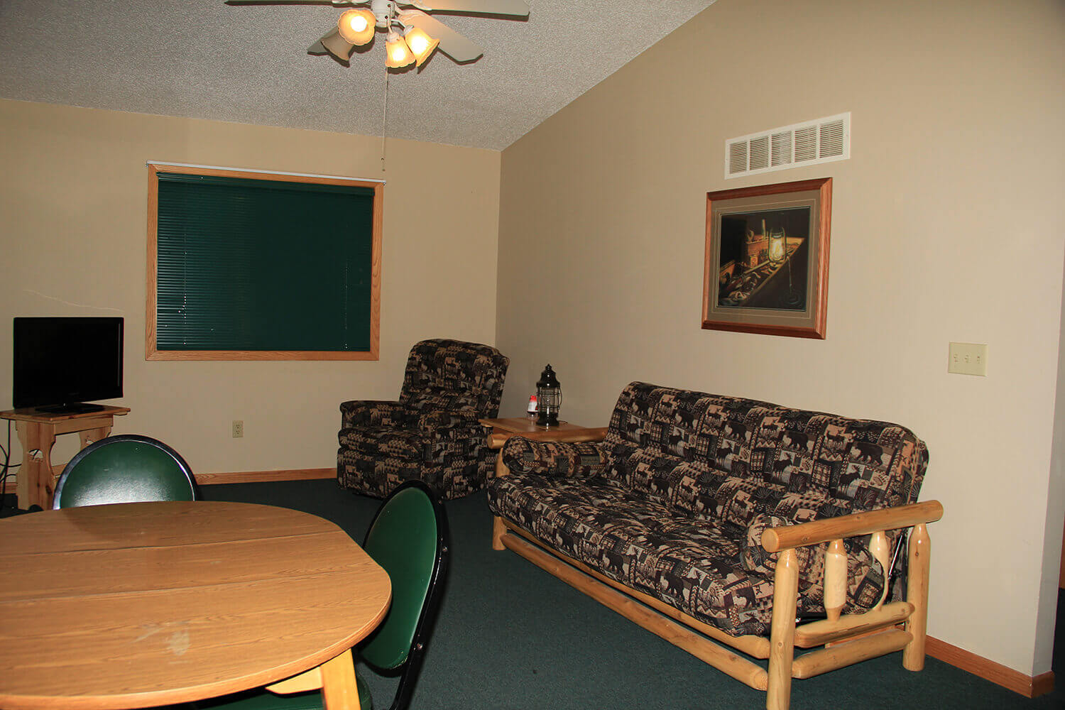 Cabin living room on Mille Lacs Lake