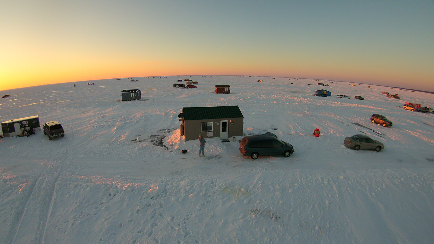Ice Fishing Hut on Mille Lacs Lake